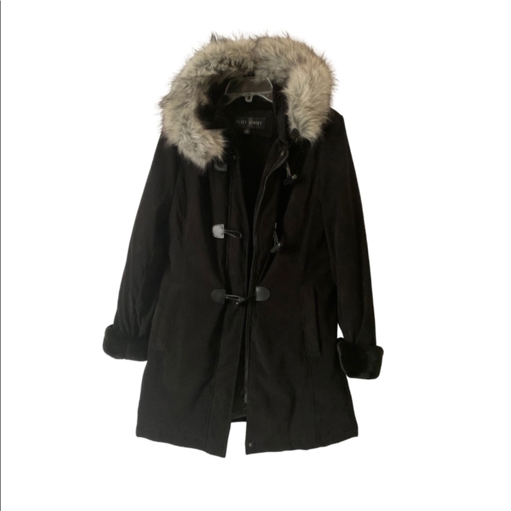 Fleet Street Faux Fur Black Coat- Size Small- Cute and You Will Stay WARM!